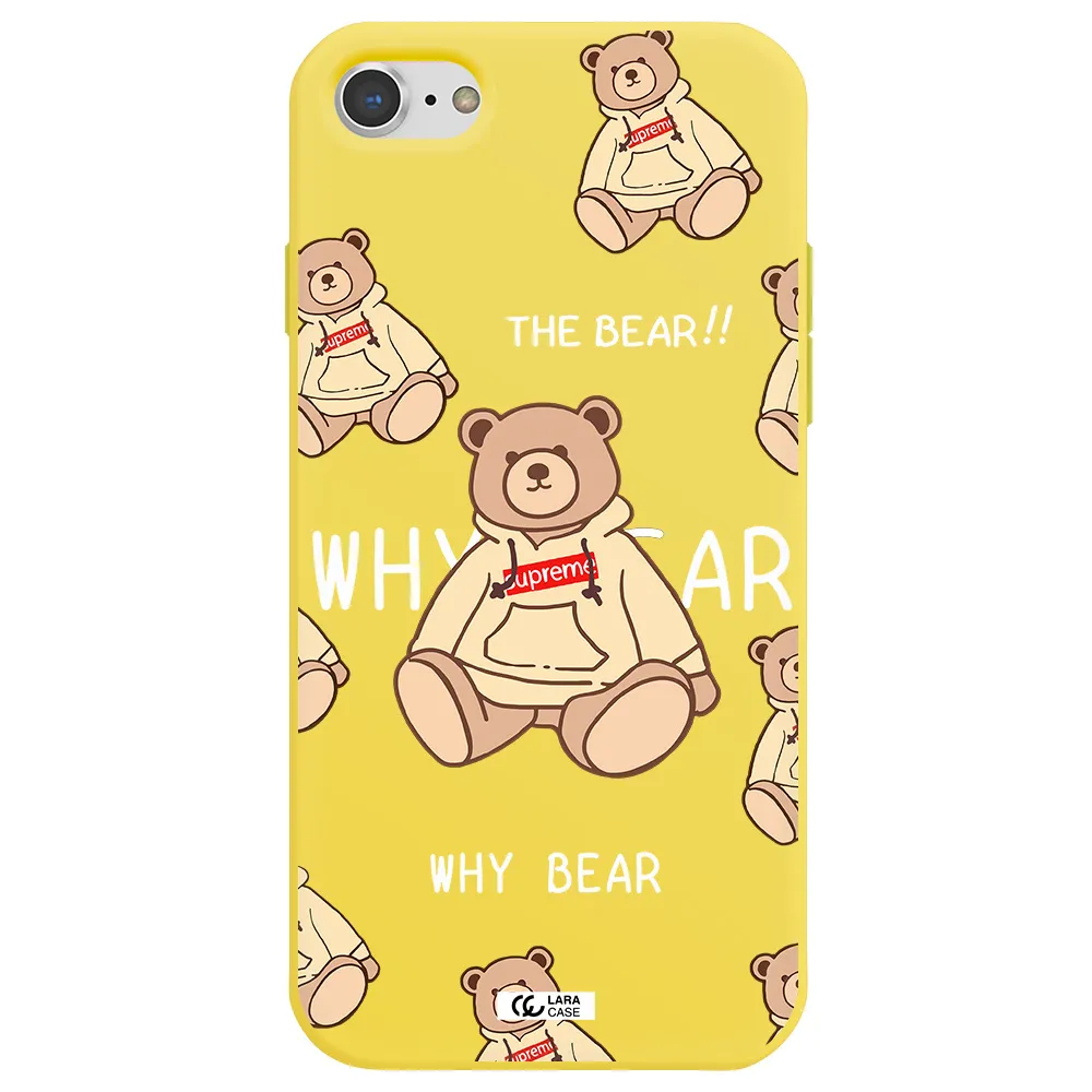 a pattern of a teddy bear Apple iPhone 8 Silicone canary yellow Case
