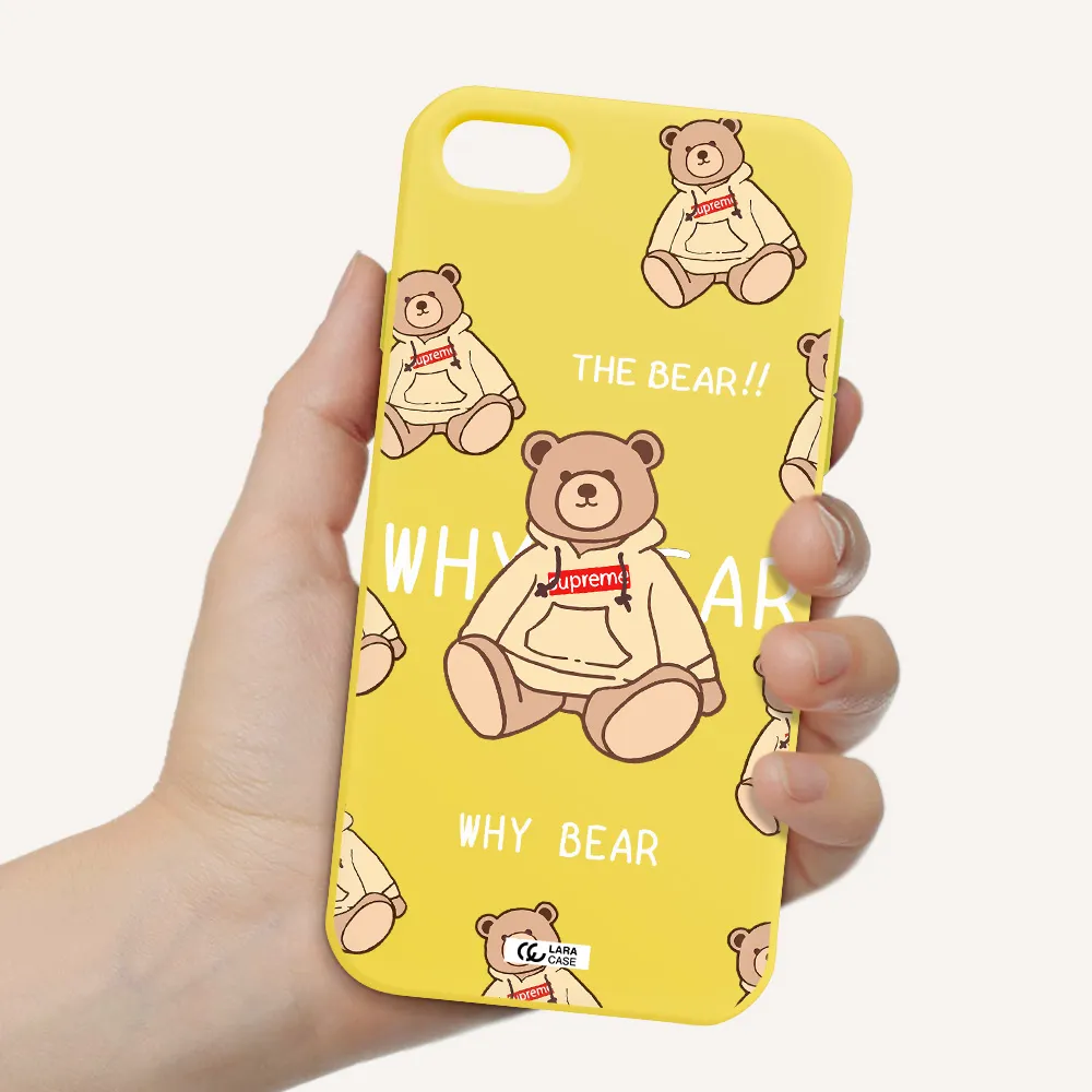 a pattern of a teddy bear Apple iPhone 8 Silicone canary yellow Case