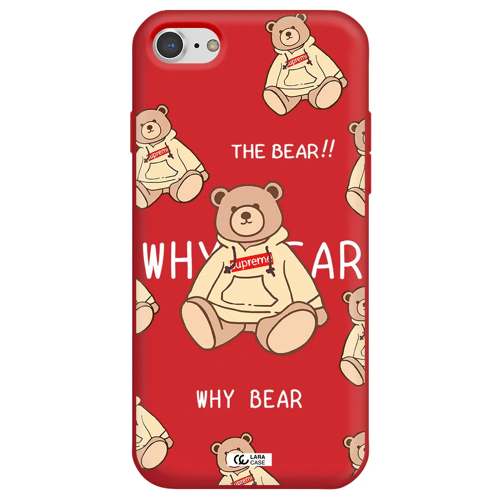 a pattern of a teddy bear Apple iPhone 8 Silicone Imperial Red Case