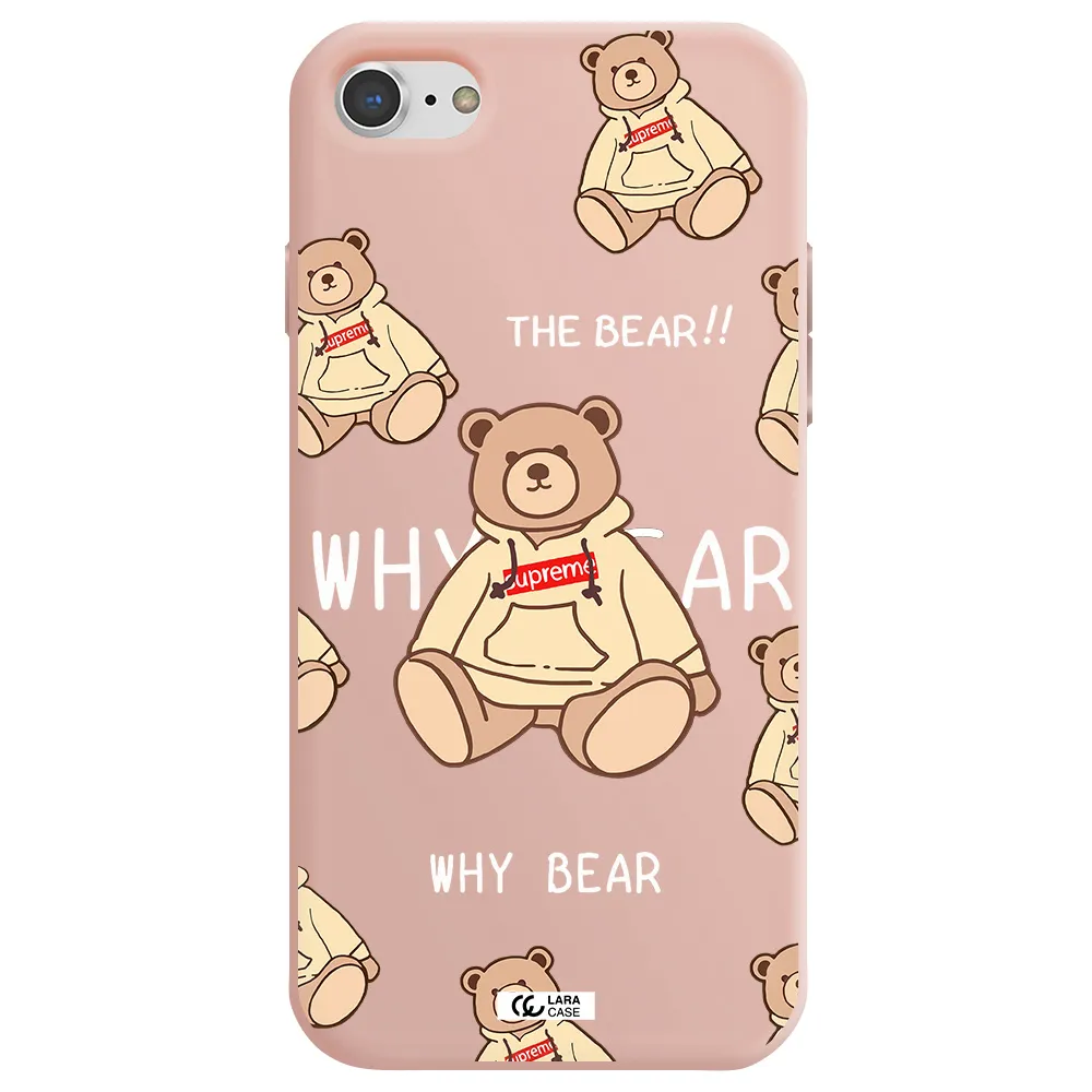 a pattern of a teddy bear Apple iPhone 8 Silicone pastel pink Case