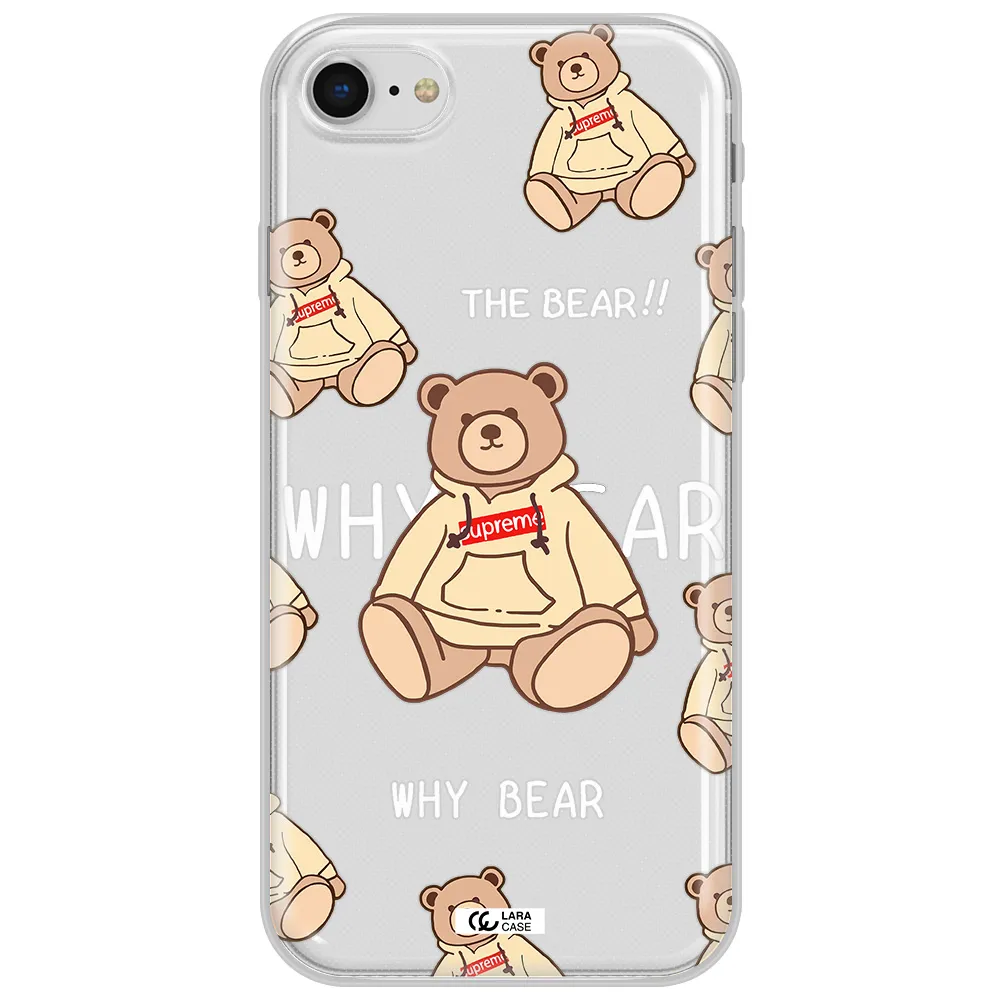 A Pattern Of A Teddy Bear Apple Iphone Se 2020 Clear Tpu Case