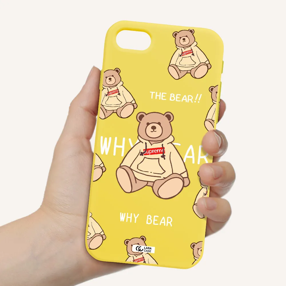 a pattern of a teddy bear Apple iPhone se 2020 Silicone canary yellow Case