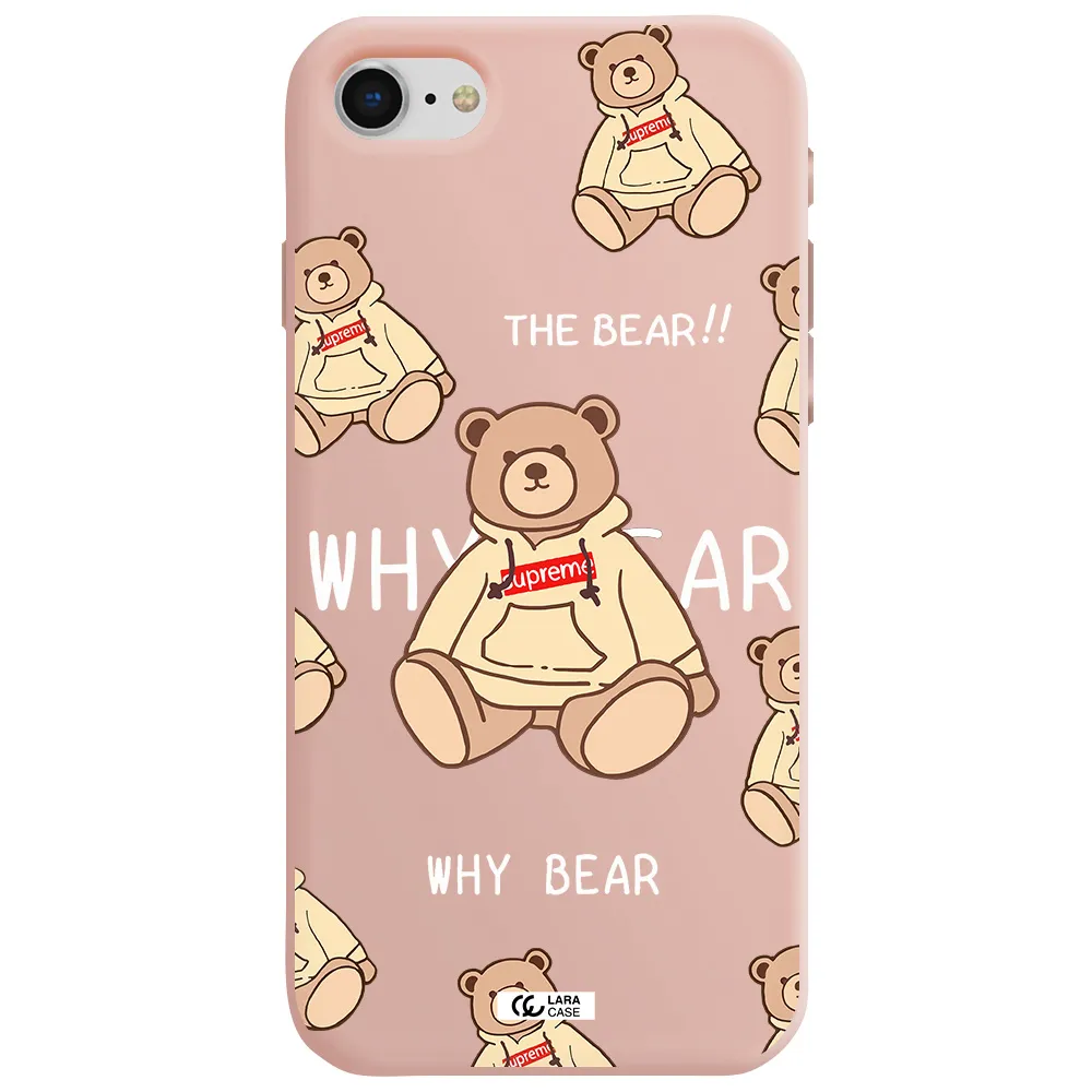a pattern of a teddy bear Apple iPhone se 2020 Silicone pastel pink Case