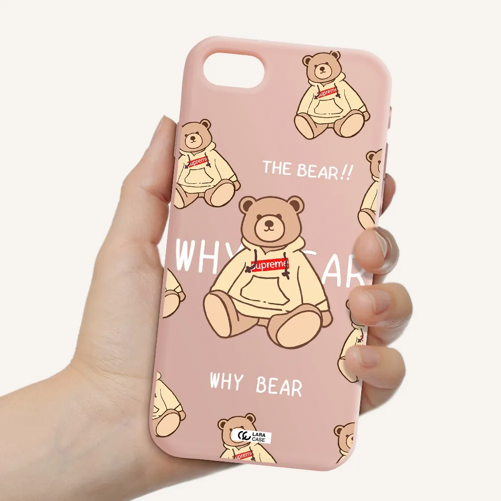 a pattern of a teddy bear Apple iPhone se 2020 Silicone pastel pink Case