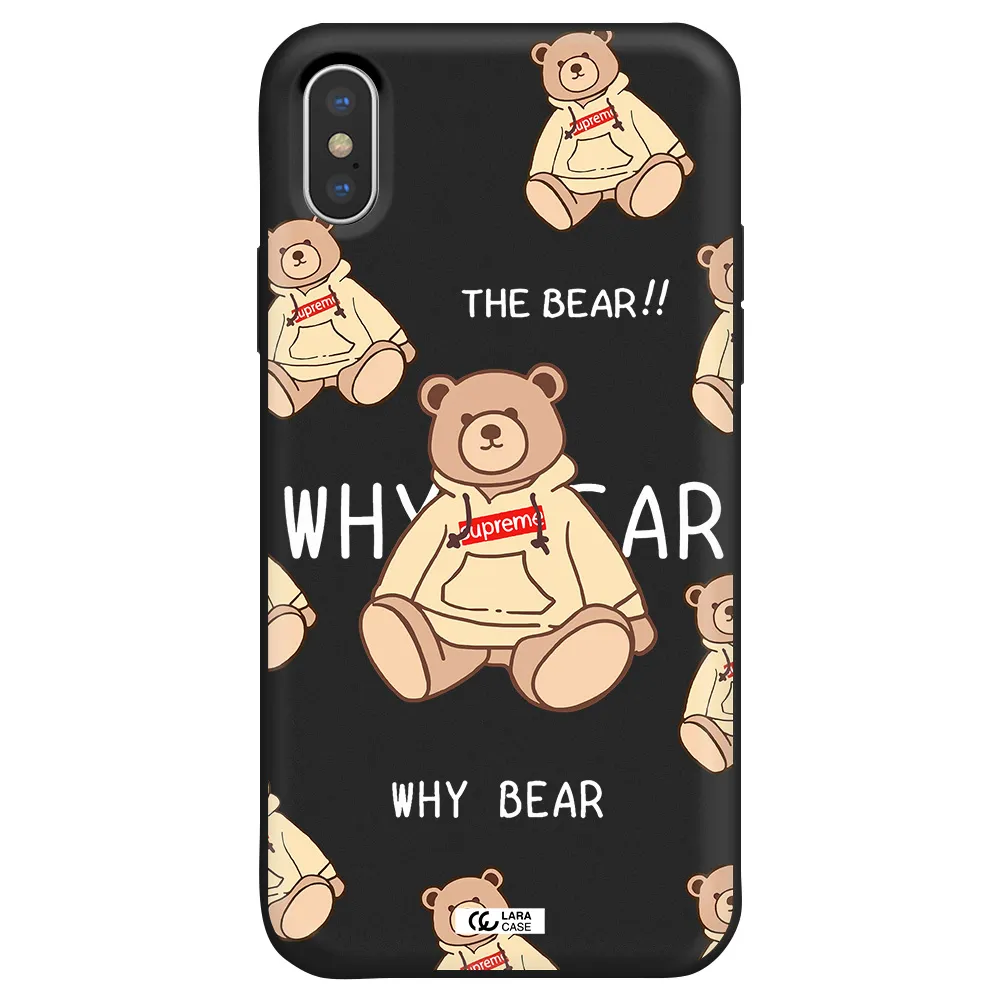 a pattern of a teddy bear Apple iPhone X Silicone black Case