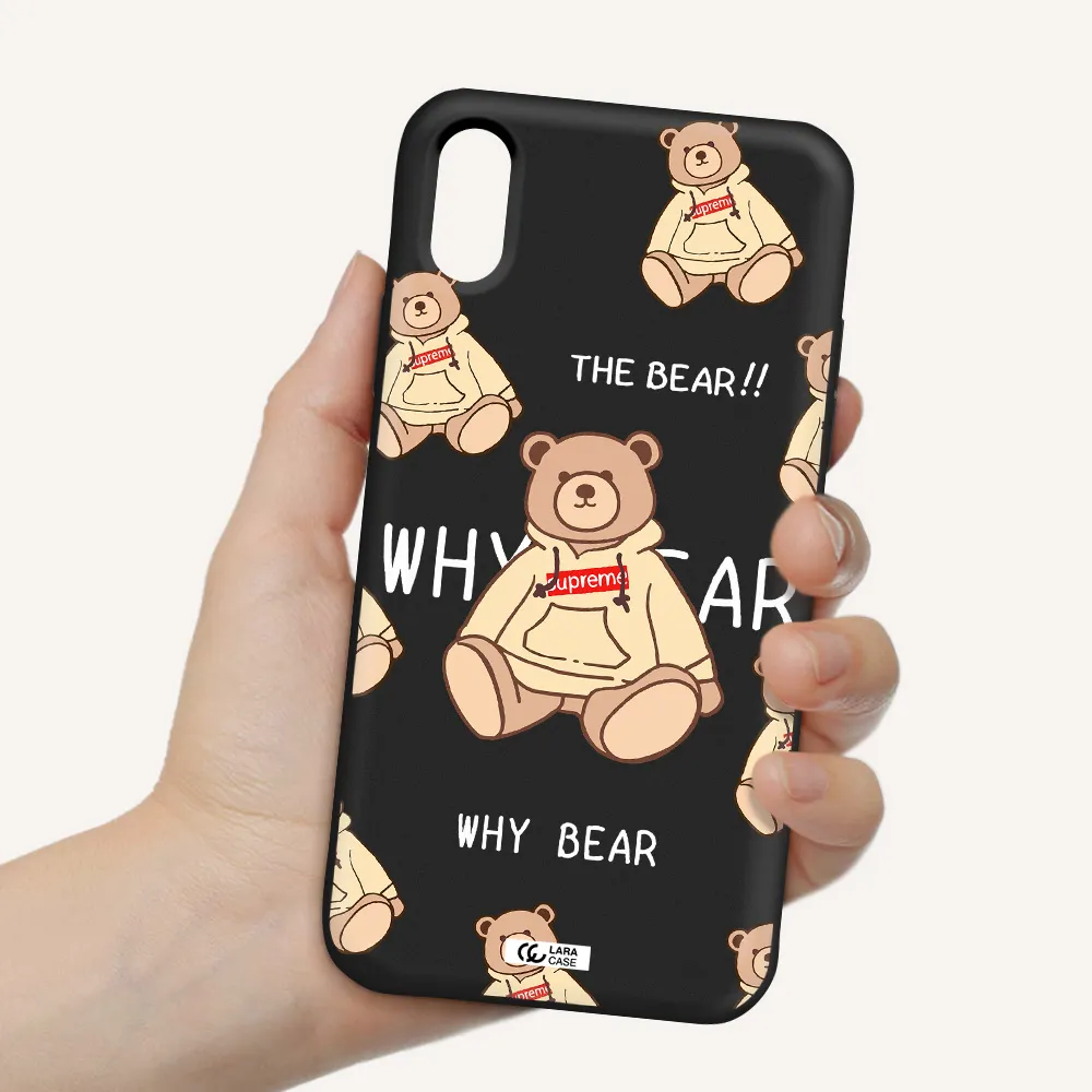 a pattern of a teddy bear Apple iPhone X Silicone black Case