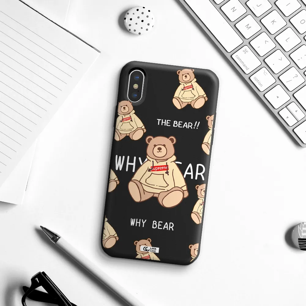 a pattern of a teddy bear Apple iPhone X Silicone black Case