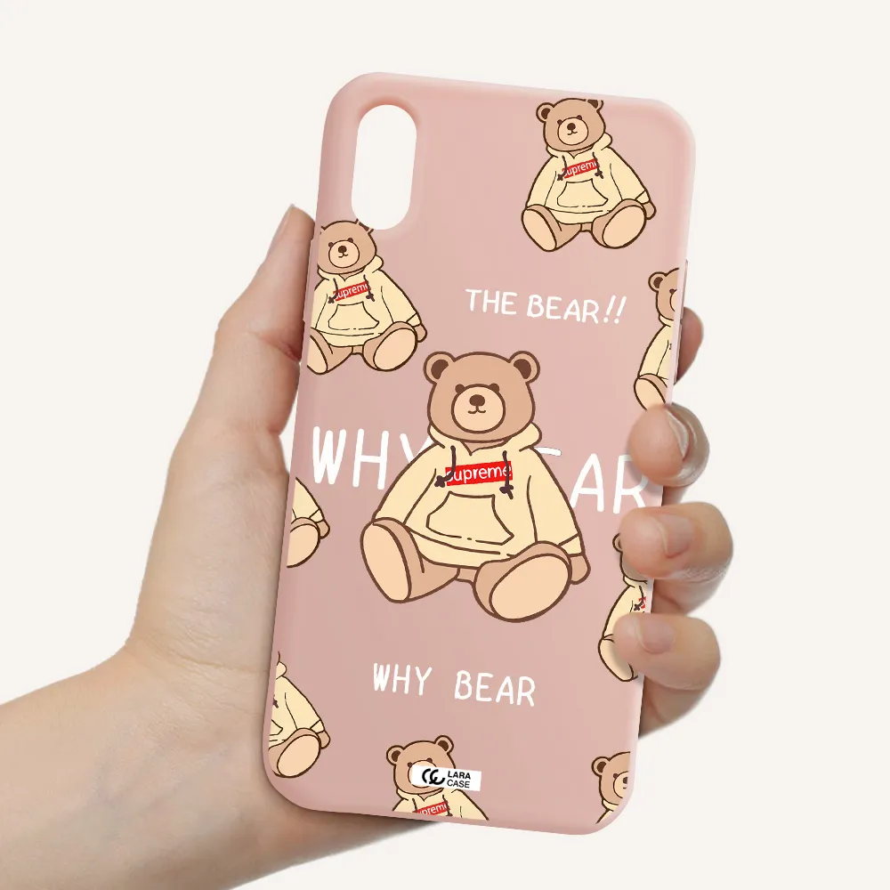 a pattern of a teddy bear Apple iPhone X Silicone pastel pink Case