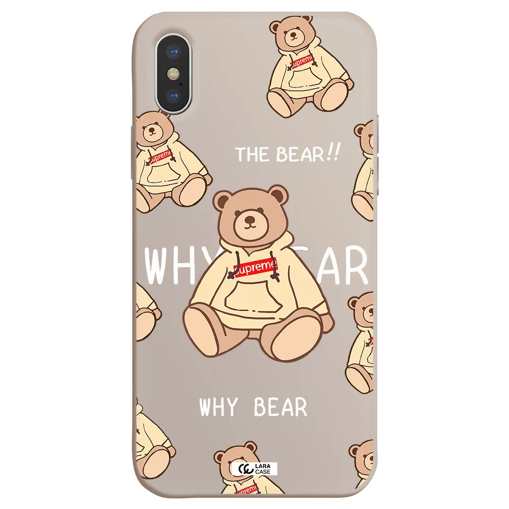 a pattern of a teddy bear Apple iPhone X Silicone Stone Case