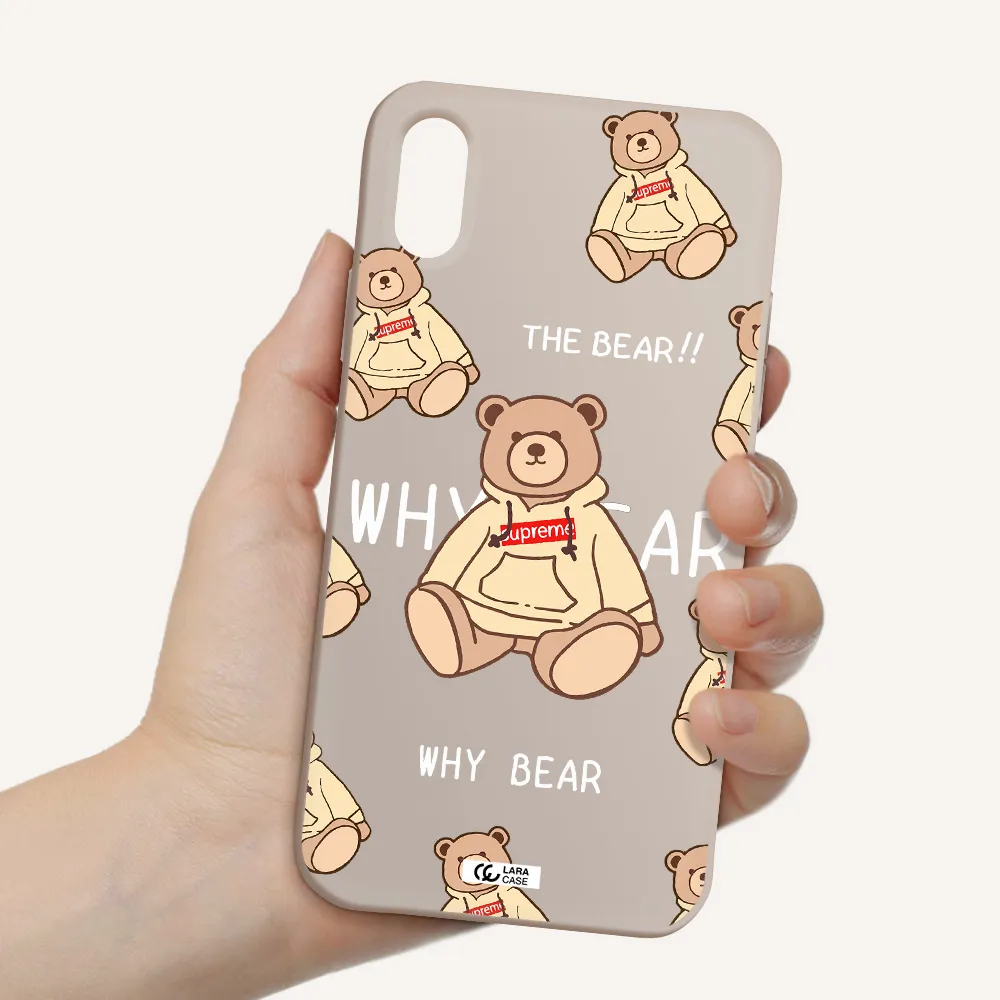a pattern of a teddy bear Apple iPhone X Silicone Stone Case