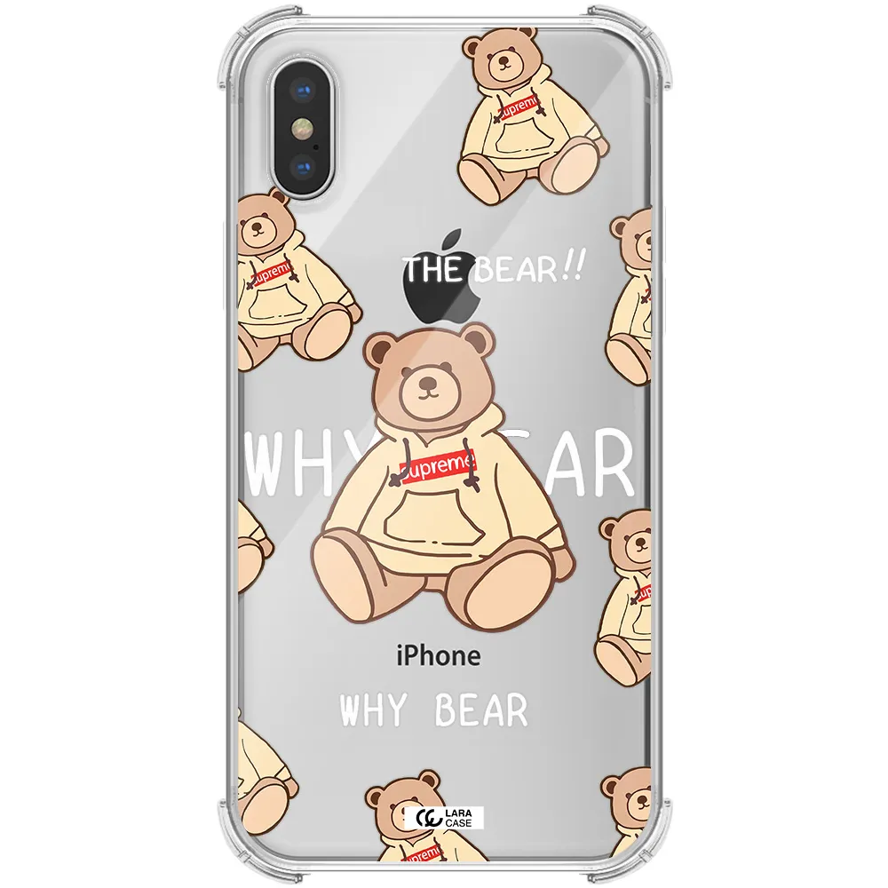 a pattern of a teddy bear Apple iPhone XS Clear PC Case