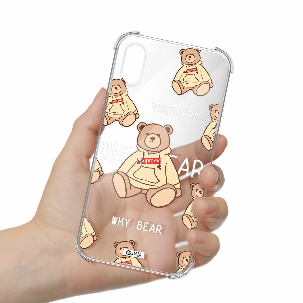 a pattern of a teddy bear Apple iPhone XS Clear PC Case