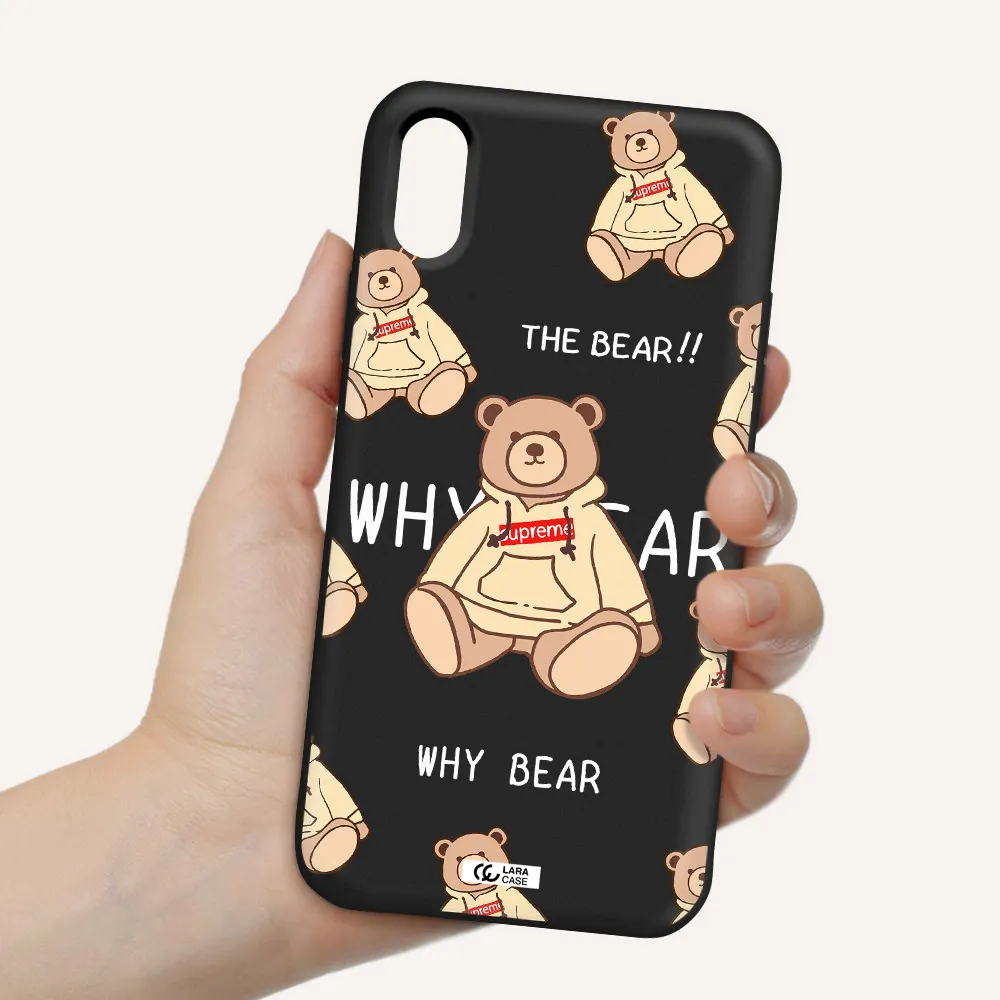 a pattern of a teddy bear Apple iPhone XS Silicone black Case