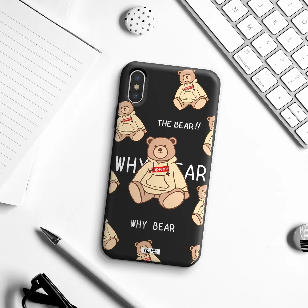 a pattern of a teddy bear Apple iPhone XS Silicone black Case