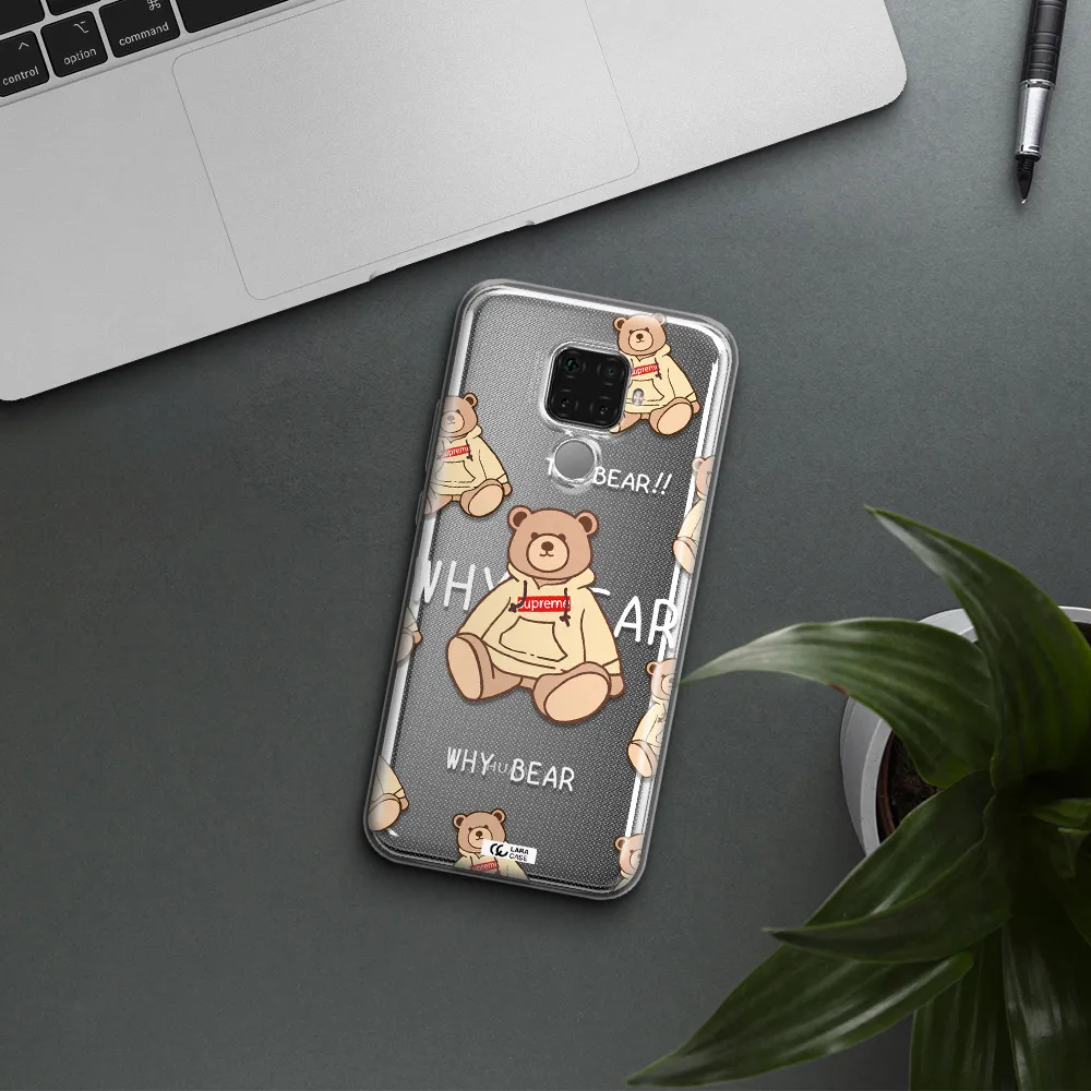 A Pattern Of A Teddy Bear Huawei Mate 30 Lite Clear Tpu Case