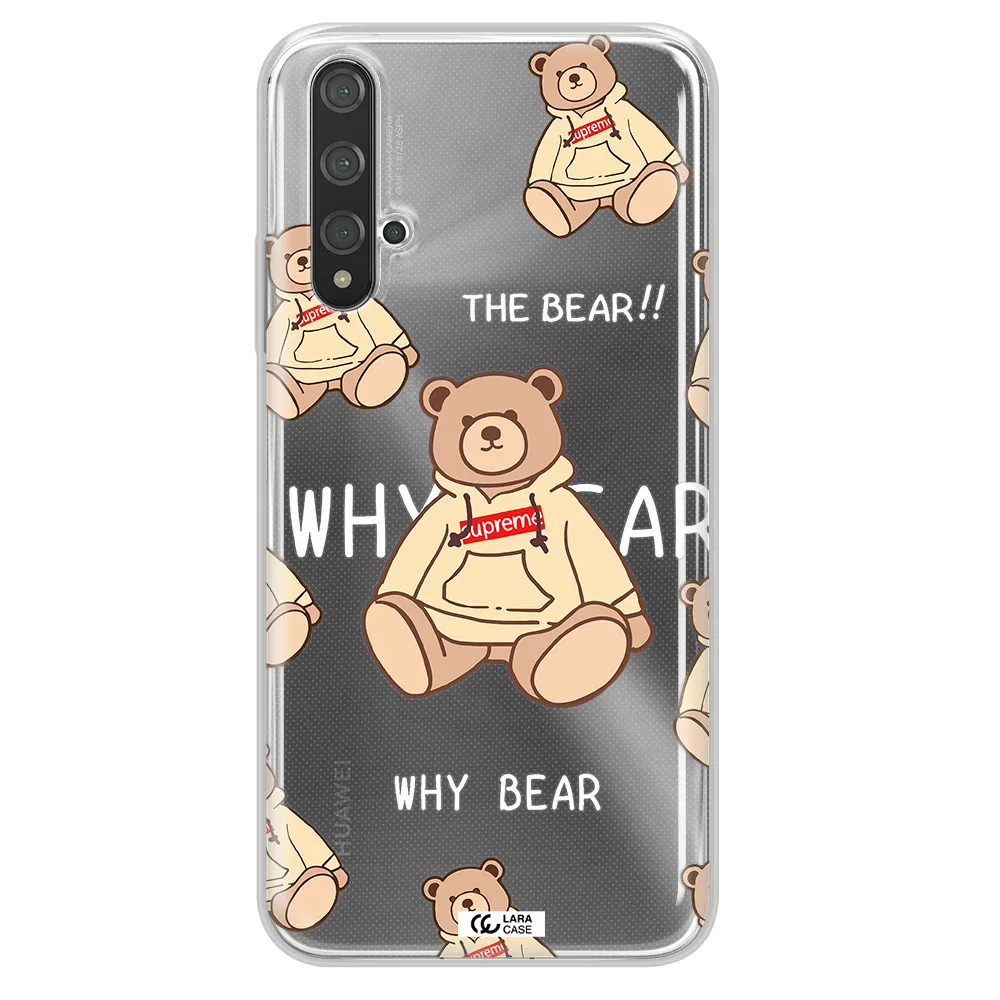 A Pattern Of A Teddy Bear Huawei Nova 5T Clear Tpu Case