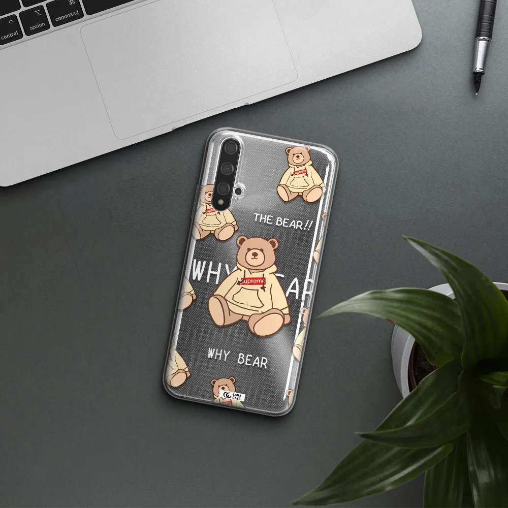 A Pattern Of A Teddy Bear Huawei Nova 5T Clear Tpu Case