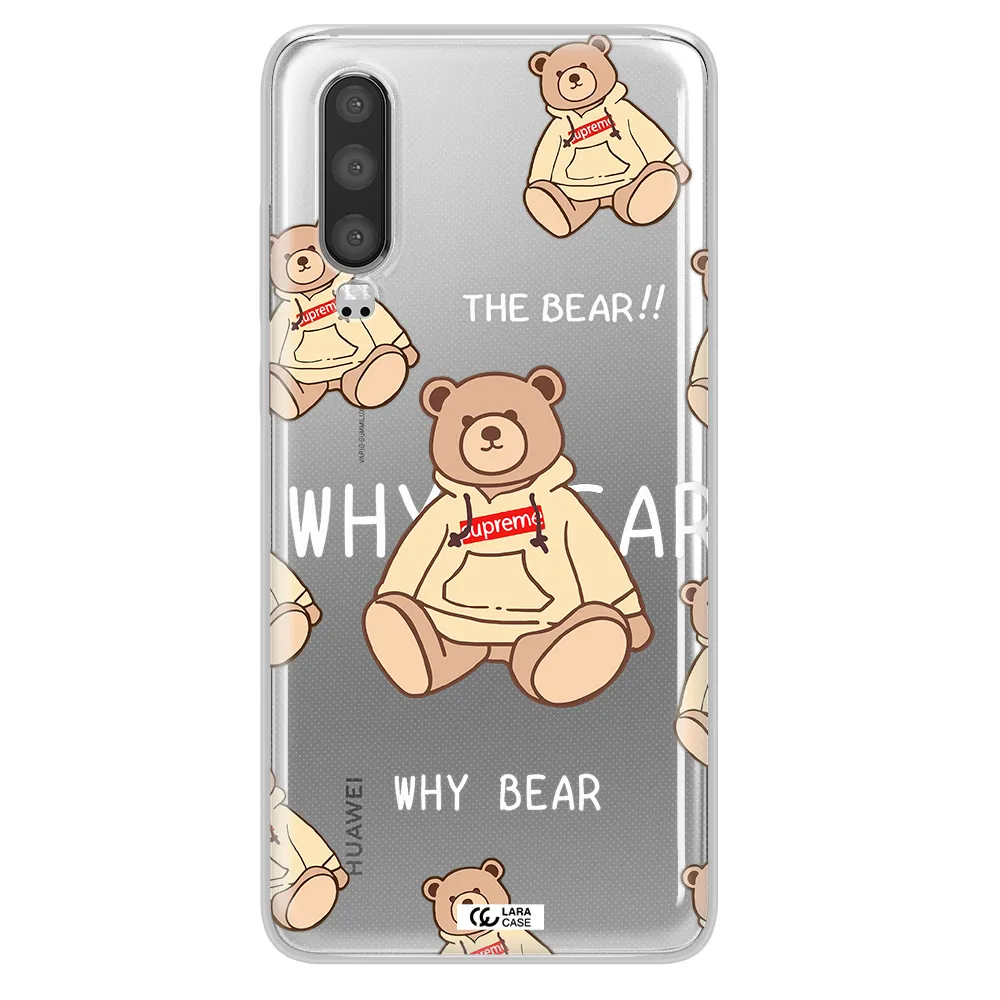 A Pattern Of A Teddy Bear Huawei P30 Clear Tpu Case