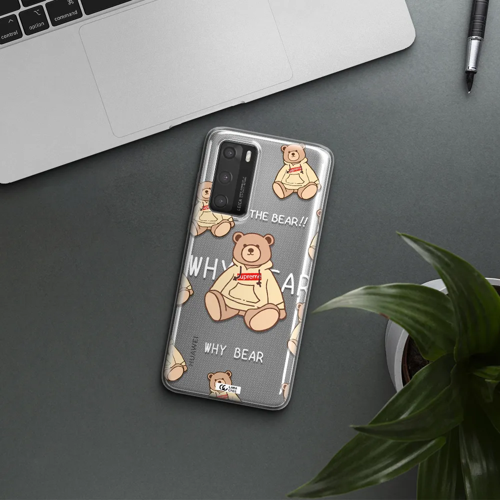 A Pattern Of A Teddy Bear Huawei P40 Clear Tpu Case