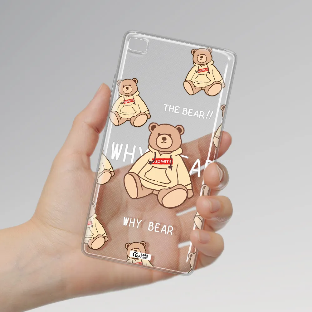A Pattern Of A Teddy Bear Huawei P8 Clear Tpu Case