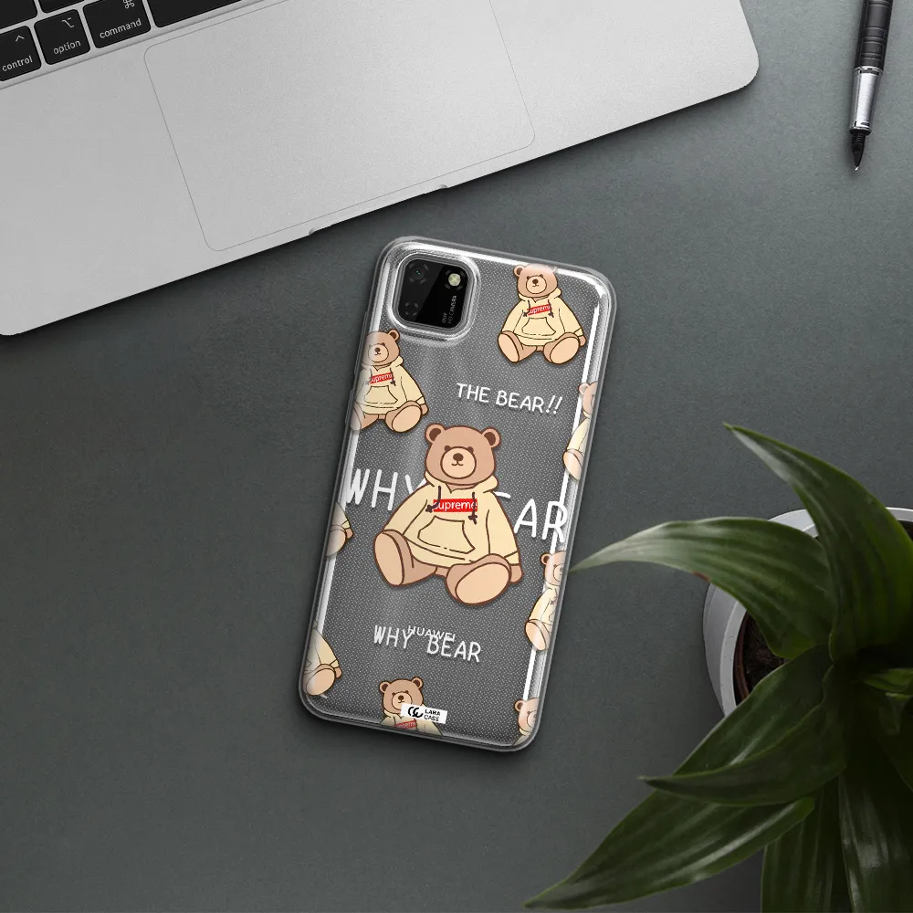 A Pattern Of A Teddy Bear Huawei Y5P Clear Tpu Case