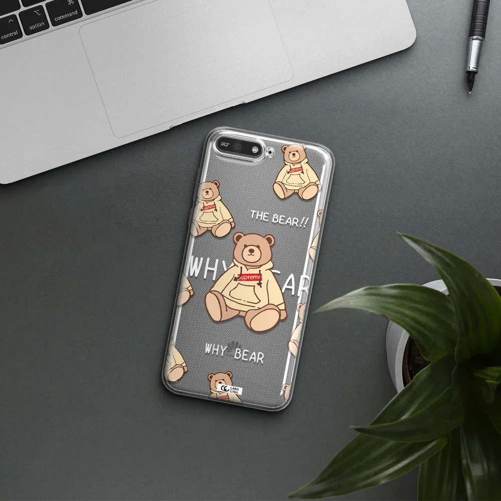 A Pattern Of A Teddy Bear Huawei Y6 2018 Clear Tpu Case