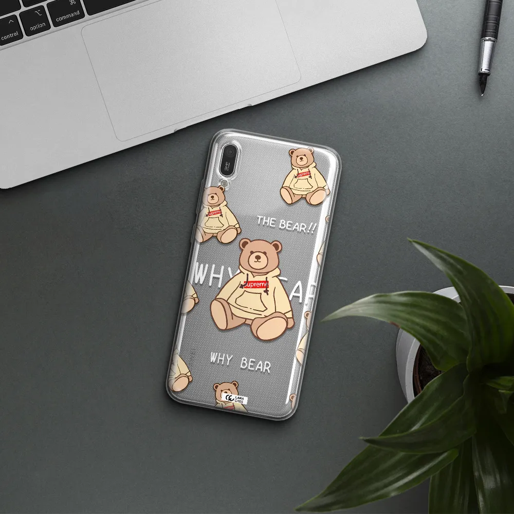 A Pattern Of A Teddy Bear Huawei Y6 Pro 2019 Clear Tpu Case