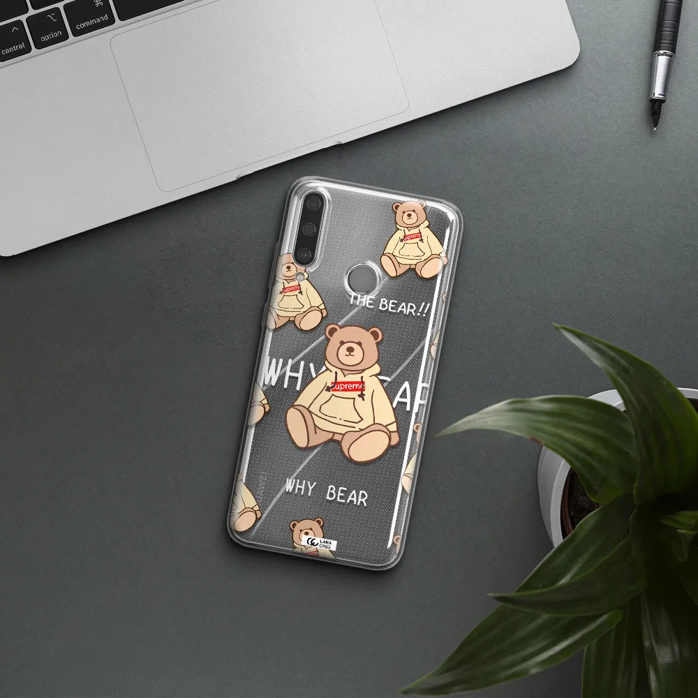 A Pattern Of A Teddy Bear Huawei Y6P Clear Tpu Case