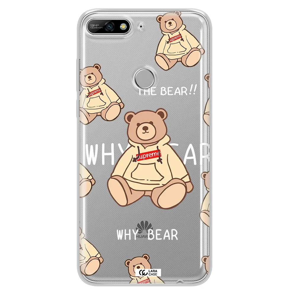 A Pattern Of A Teddy Bear Huawei Y7 2018 Clear Tpu Case