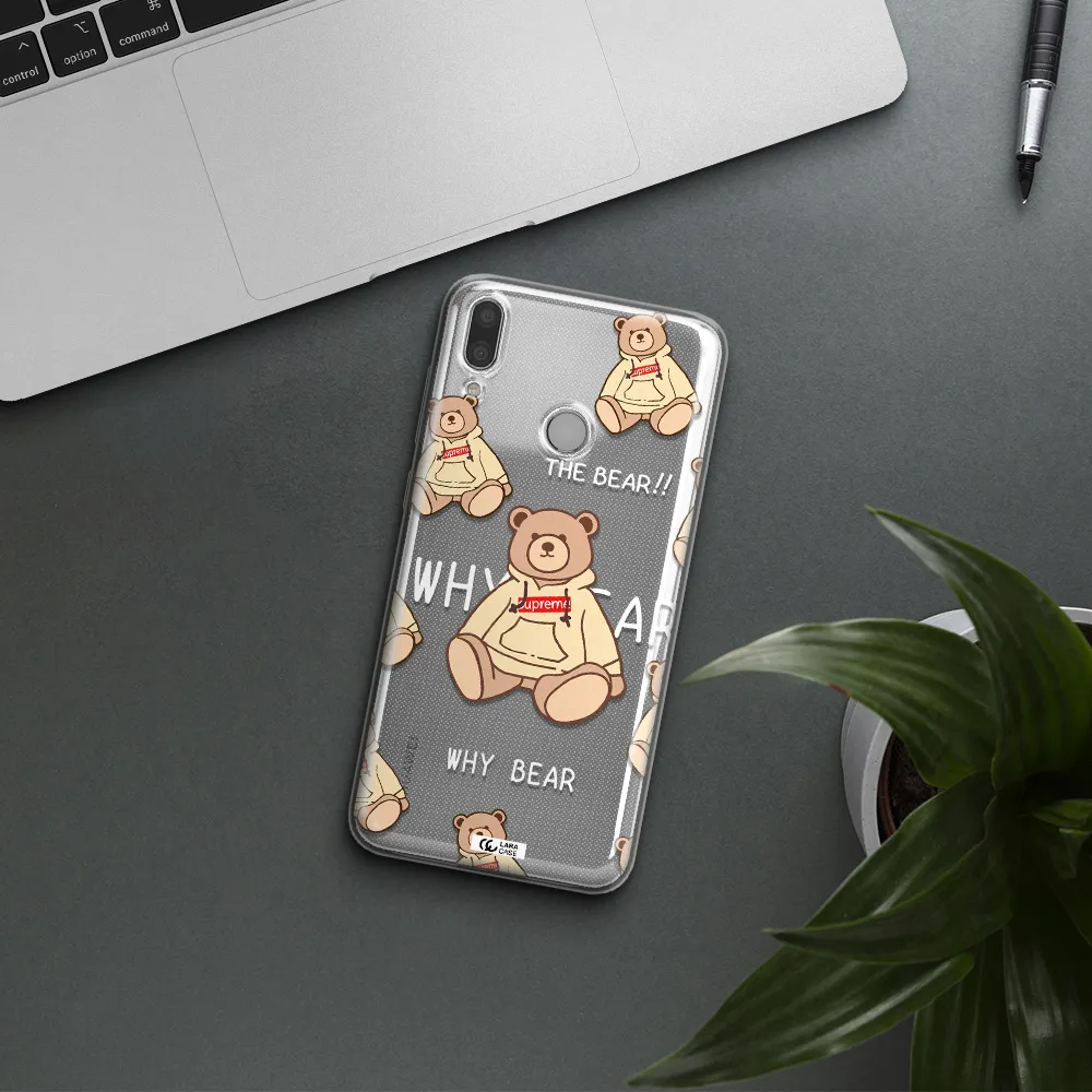 A Pattern Of A Teddy Bear Huawei Y7 2019 Clear Tpu Case