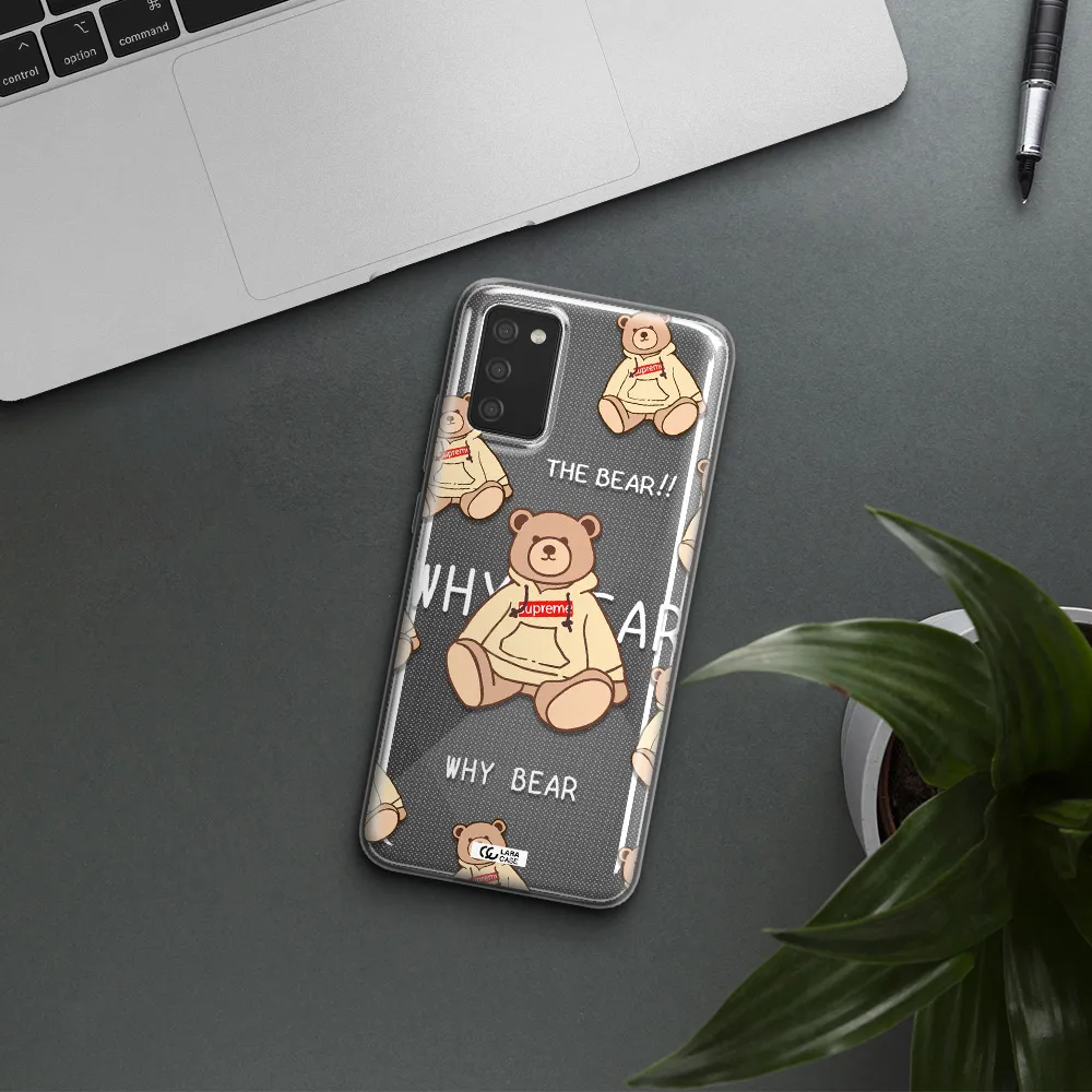 A Pattern Of A Teddy Bear Samsung A02S Clear Tpu Case