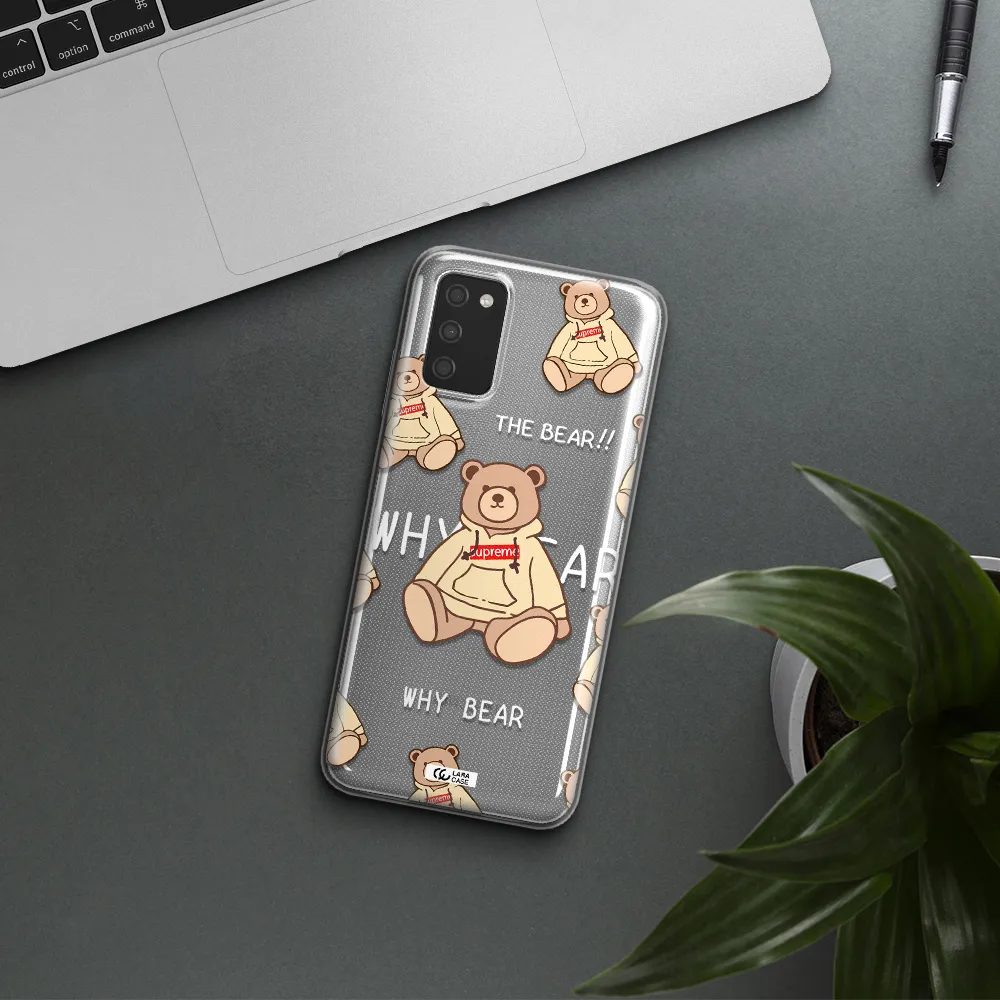 A Pattern Of A Teddy Bear Samsung A03S Clear Tpu Case
