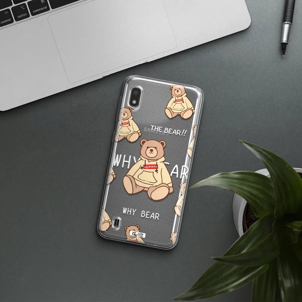 A Pattern Of A Teddy Bear Samsung A10 Clear Tpu Case