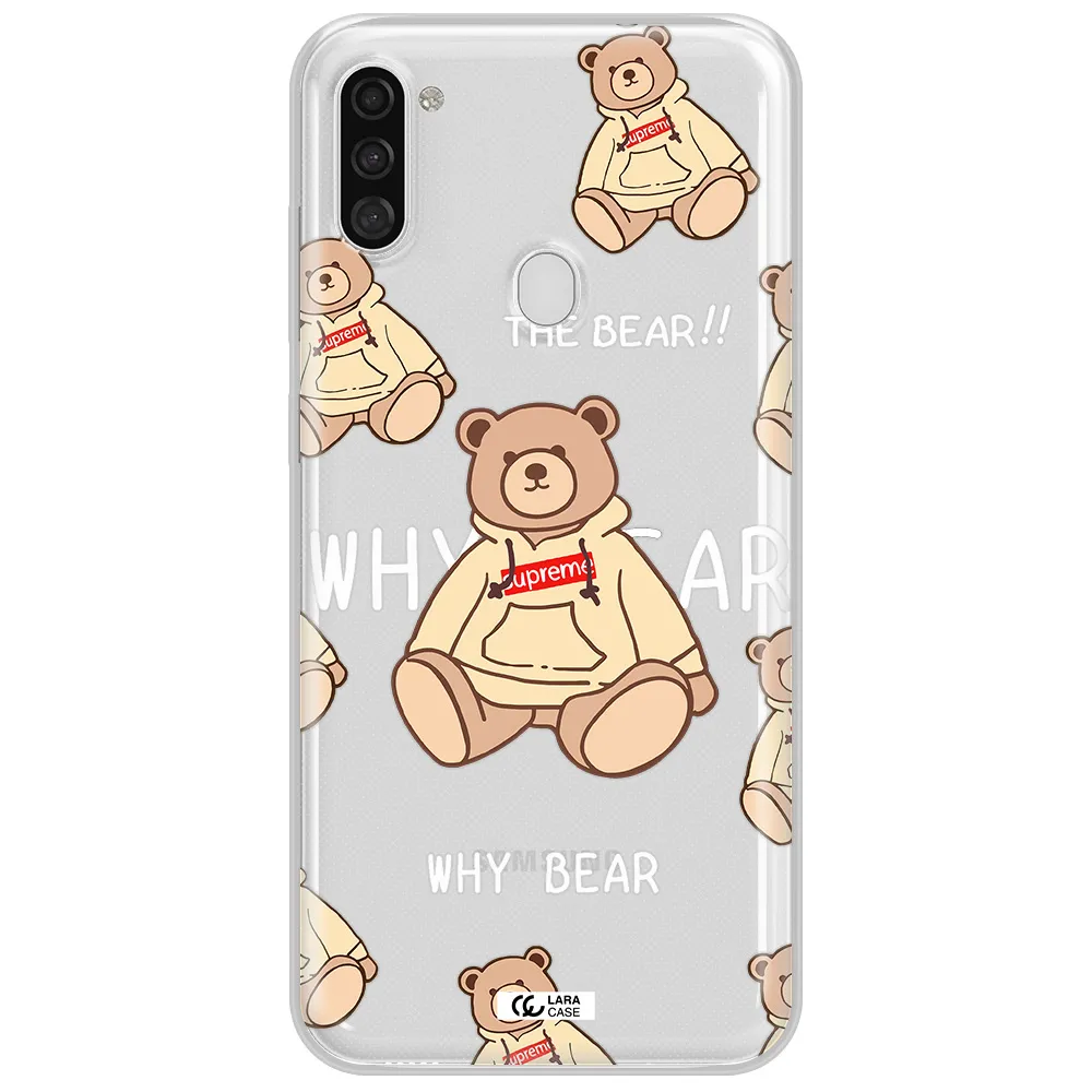 A Pattern Of A Teddy Bear Samsung A11 Clear Tpu Case