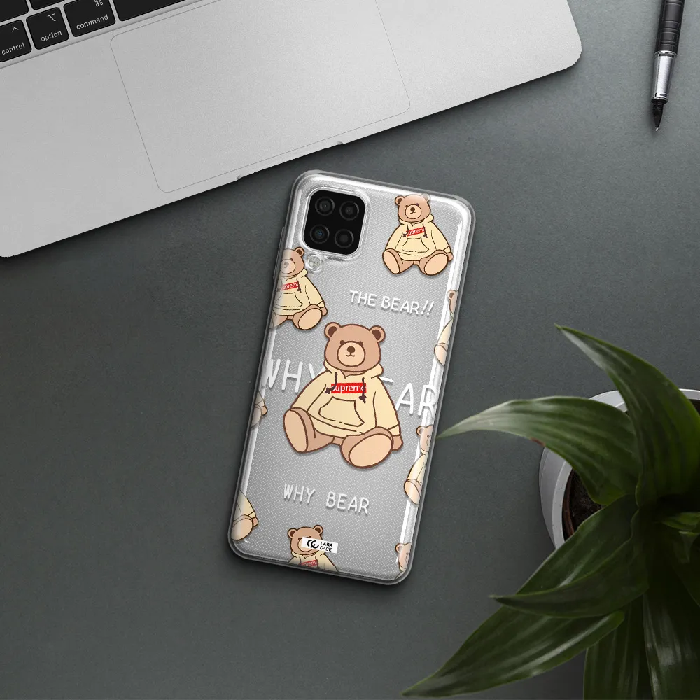 A Pattern Of A Teddy Bear Samsung A12 4G Clear Tpu Case