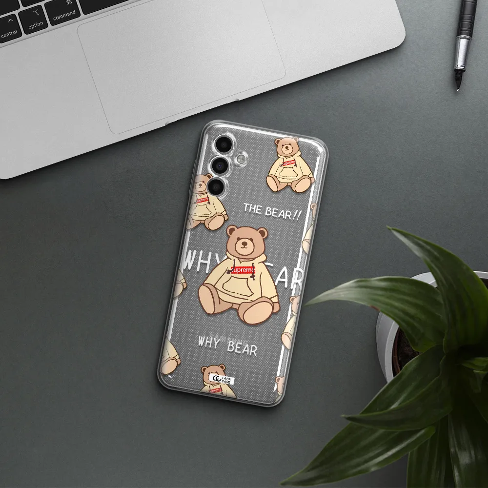 A Pattern Of A Teddy Bear Samsung A13 5G Clear Tpu Case