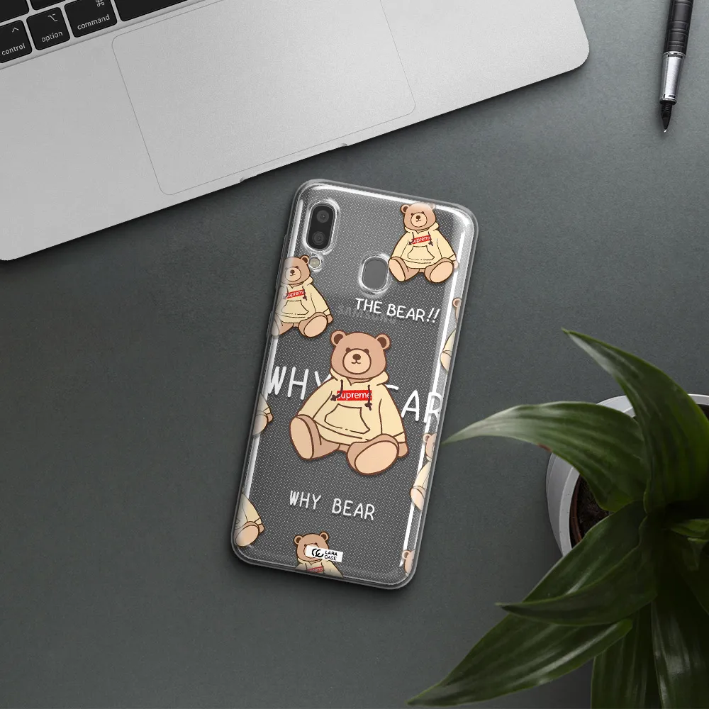 A Pattern Of A Teddy Bear Samsung A20 Clear Tpu Case