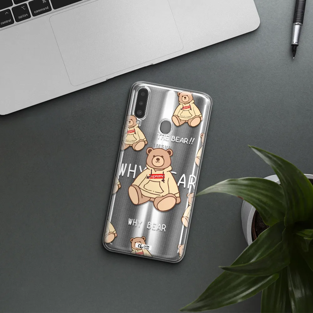 A Pattern Of A Teddy Bear Samsung A20S Clear Tpu Case