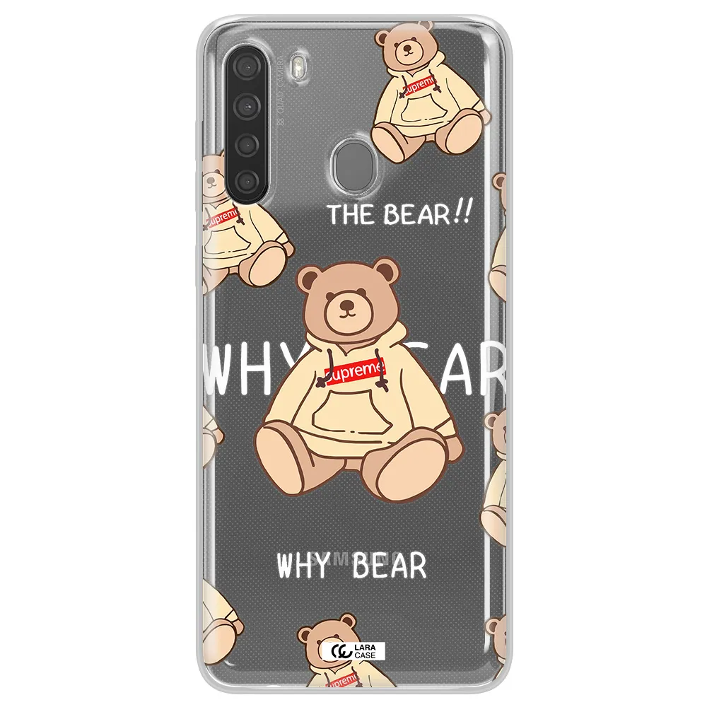 A Pattern Of A Teddy Bear Samsung A21 Clear Tpu Case