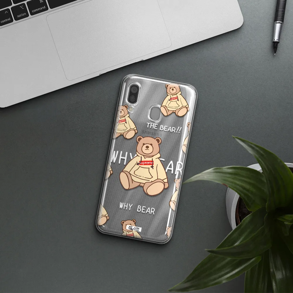 A Pattern Of A Teddy Bear Samsung A30 Clear Tpu Case