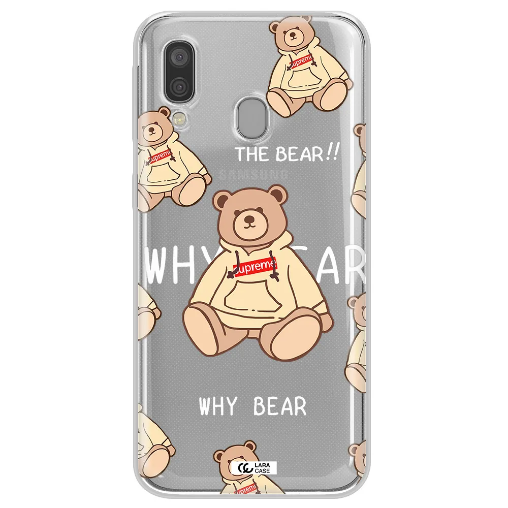A Pattern Of A Teddy Bear Samsung A40 Clear Tpu Case