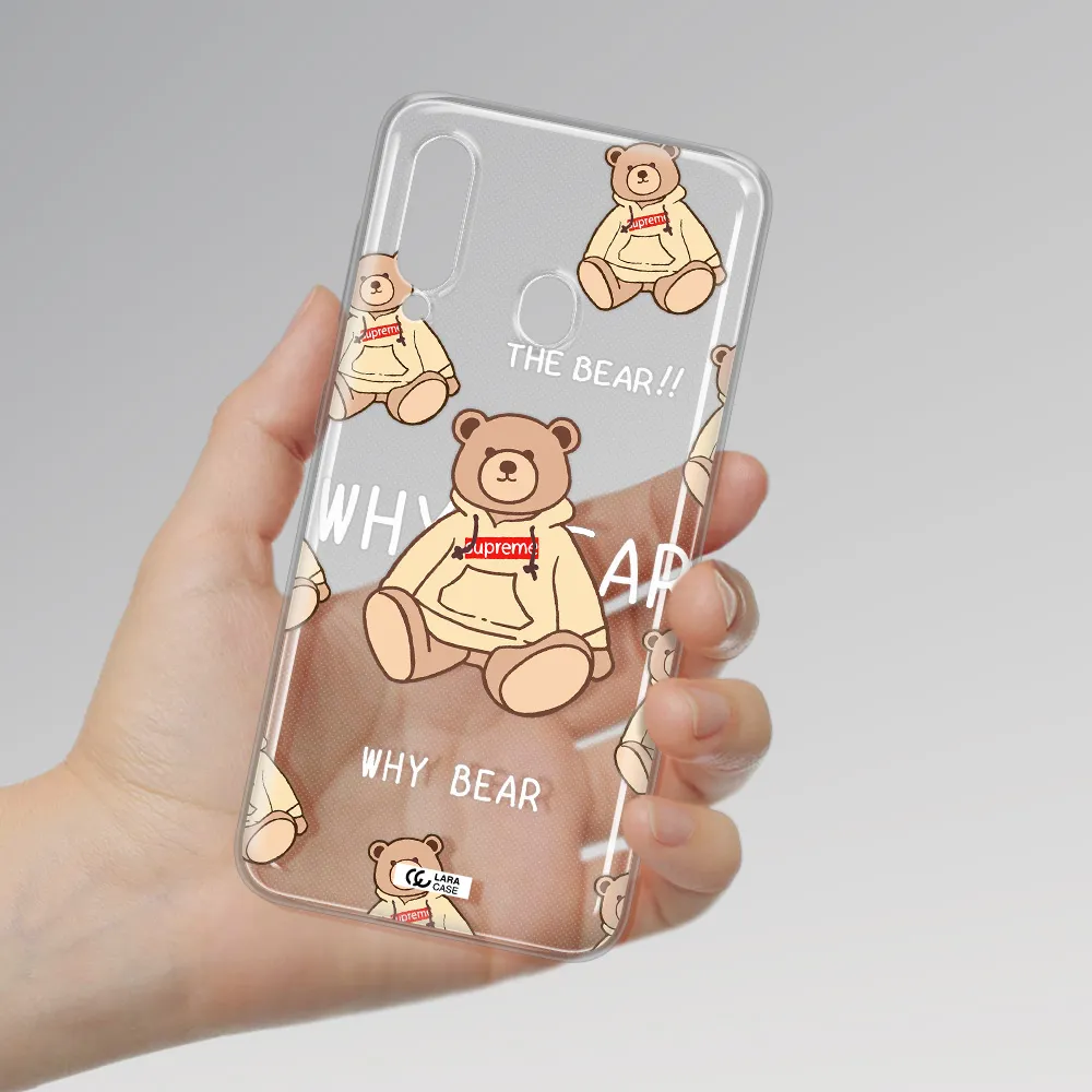 A Pattern Of A Teddy Bear Samsung A60 Clear Tpu Case