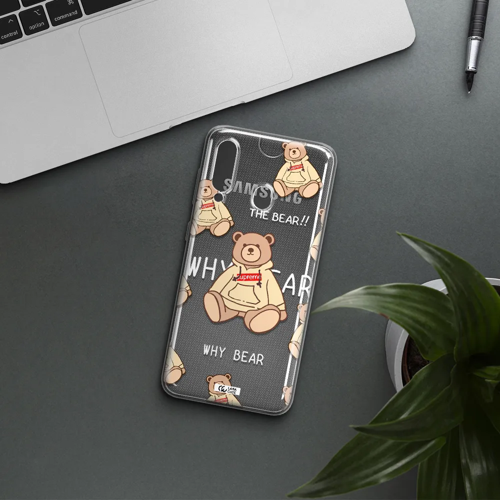 A Pattern Of A Teddy Bear Samsung A60 Clear Tpu Case