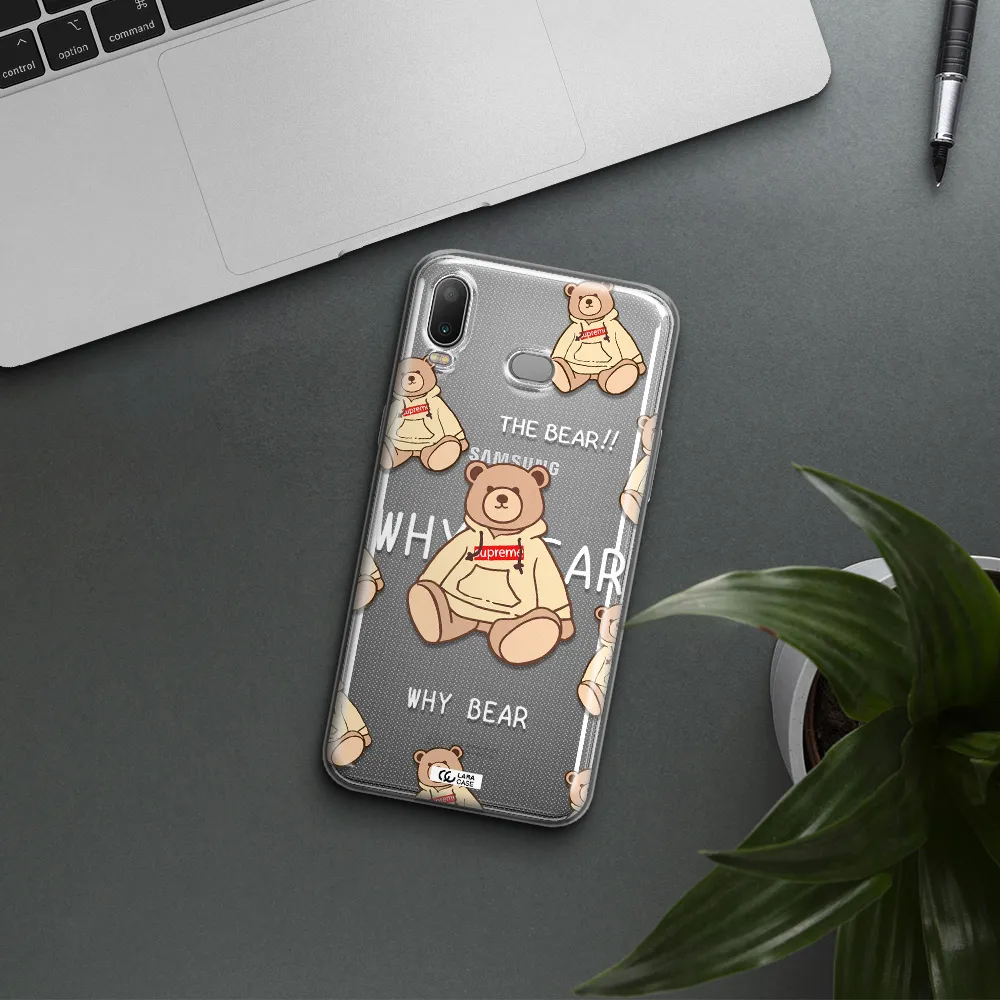 A Pattern Of A Teddy Bear Samsung A6S Clear Tpu Case