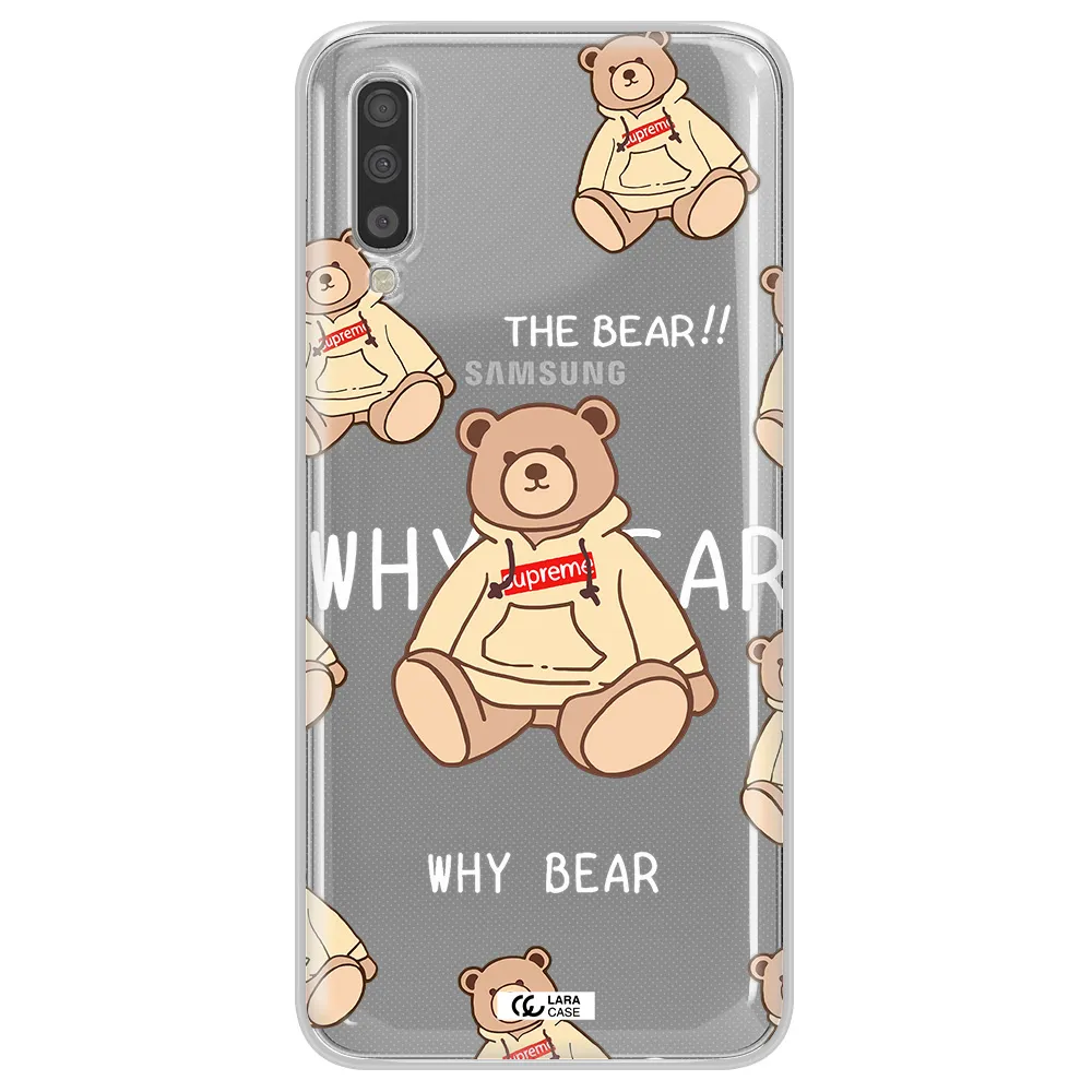 A Pattern Of A Teddy Bear Samsung A70 Clear Tpu Case