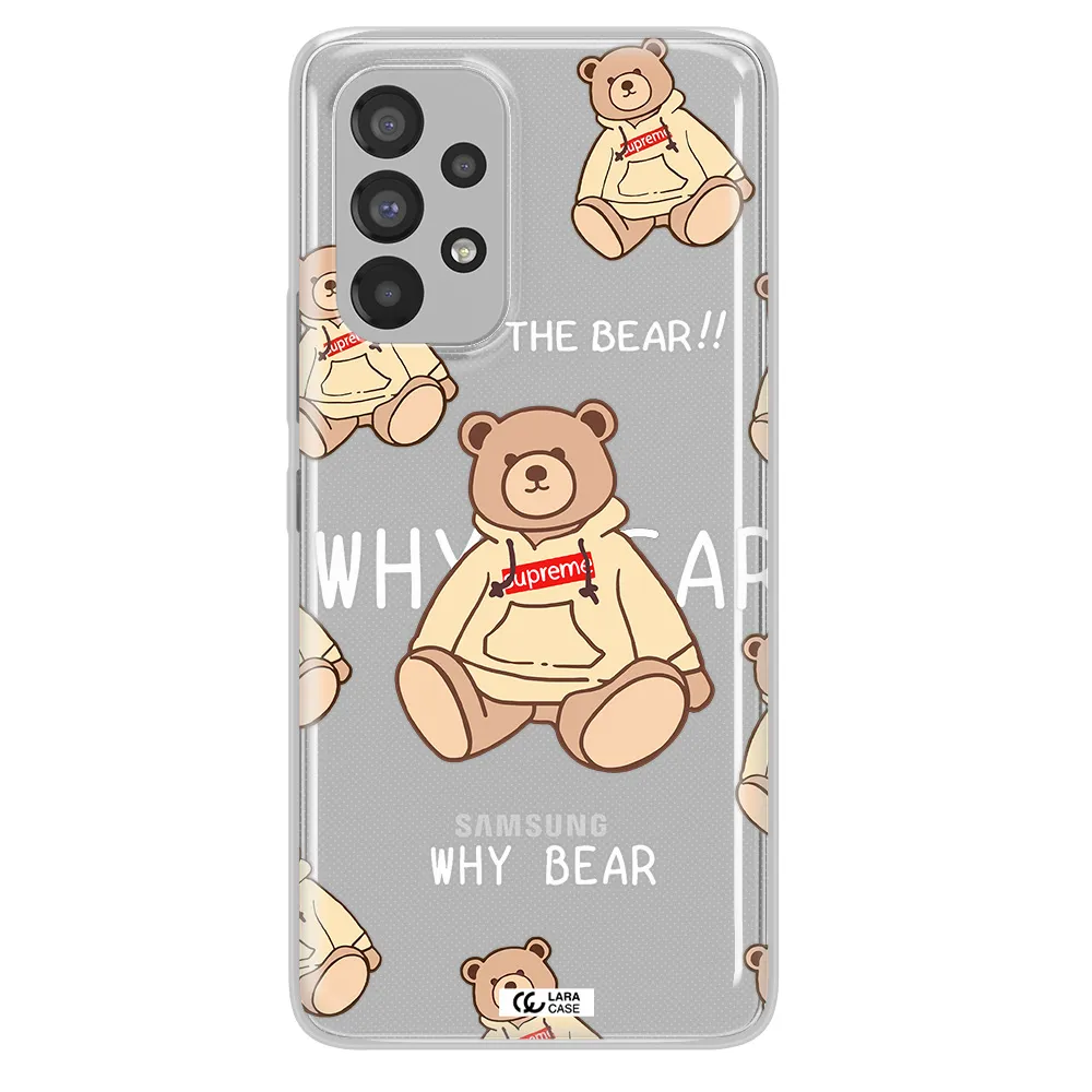 A Pattern Of A Teddy Bear Samsung A73 Clear Tpu Case