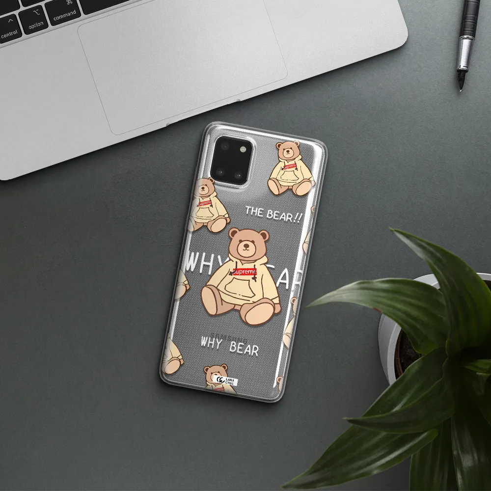 A Pattern Of A Teddy Bear Samsung A81 Clear Tpu Case