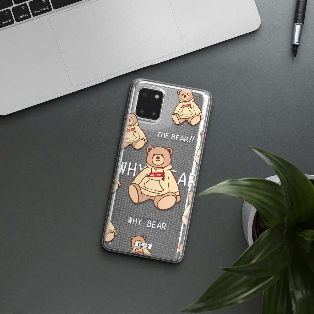 A Pattern Of A Teddy Bear Samsung Note 10 Lite Clear Tpu Case