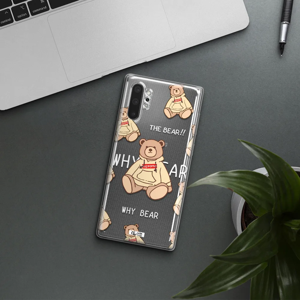 A Pattern Of A Teddy Bear Samsung Note 10 Plus Clear Tpu Case