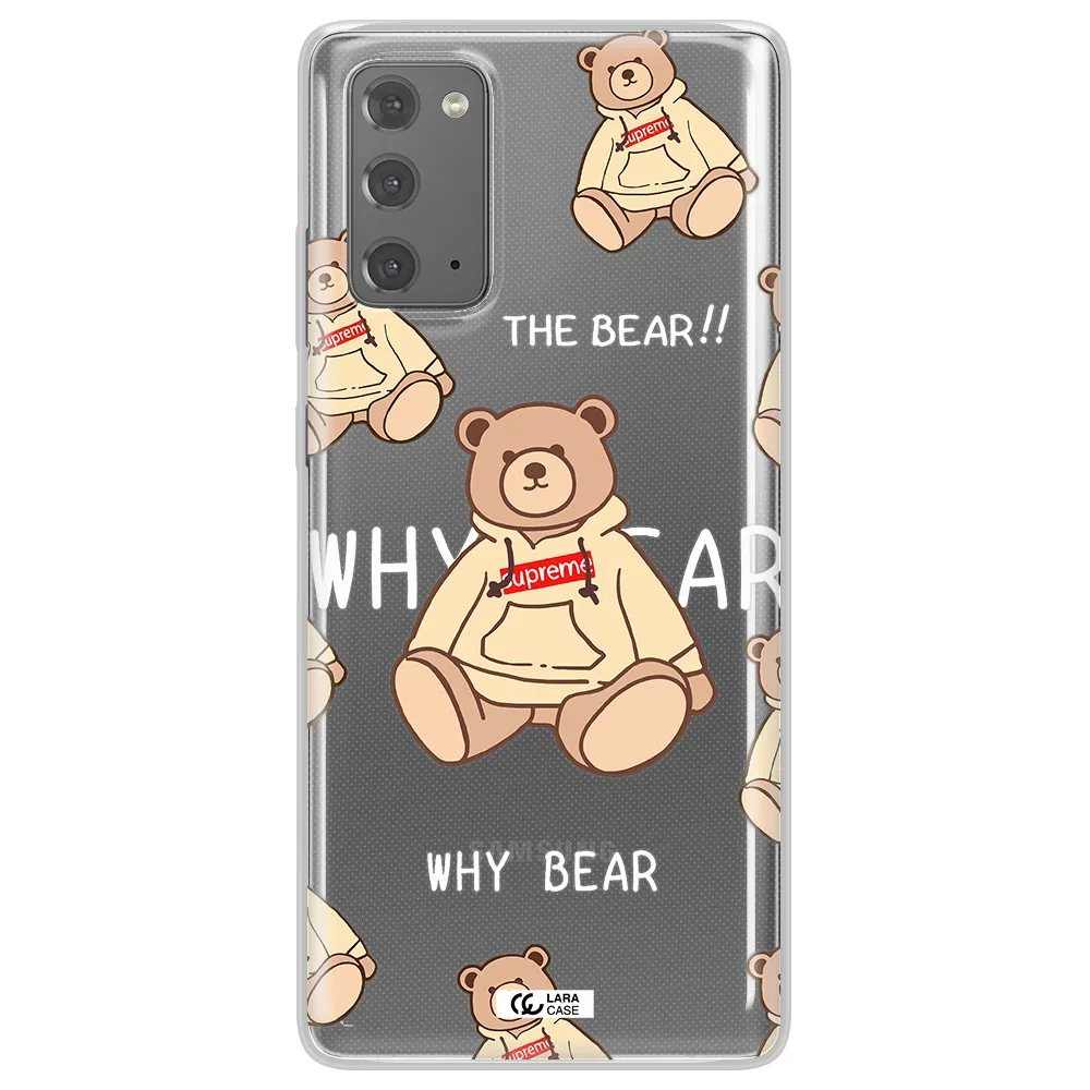 A Pattern Of A Teddy Bear Samsung Note 20 Clear Tpu Case